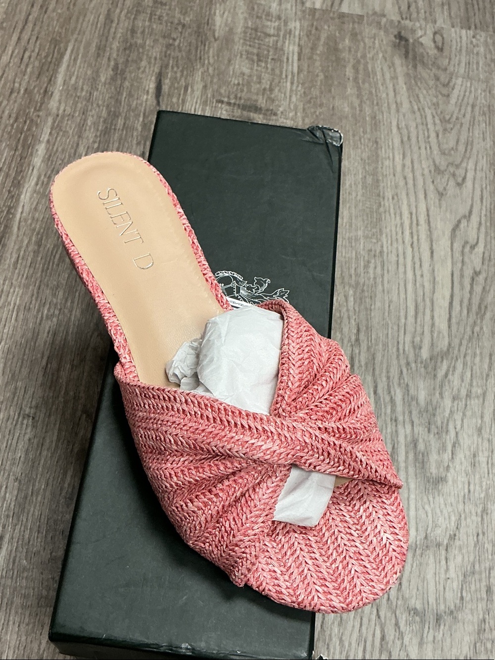 Anthropologie Pink Knitted Crossover Slide Mule